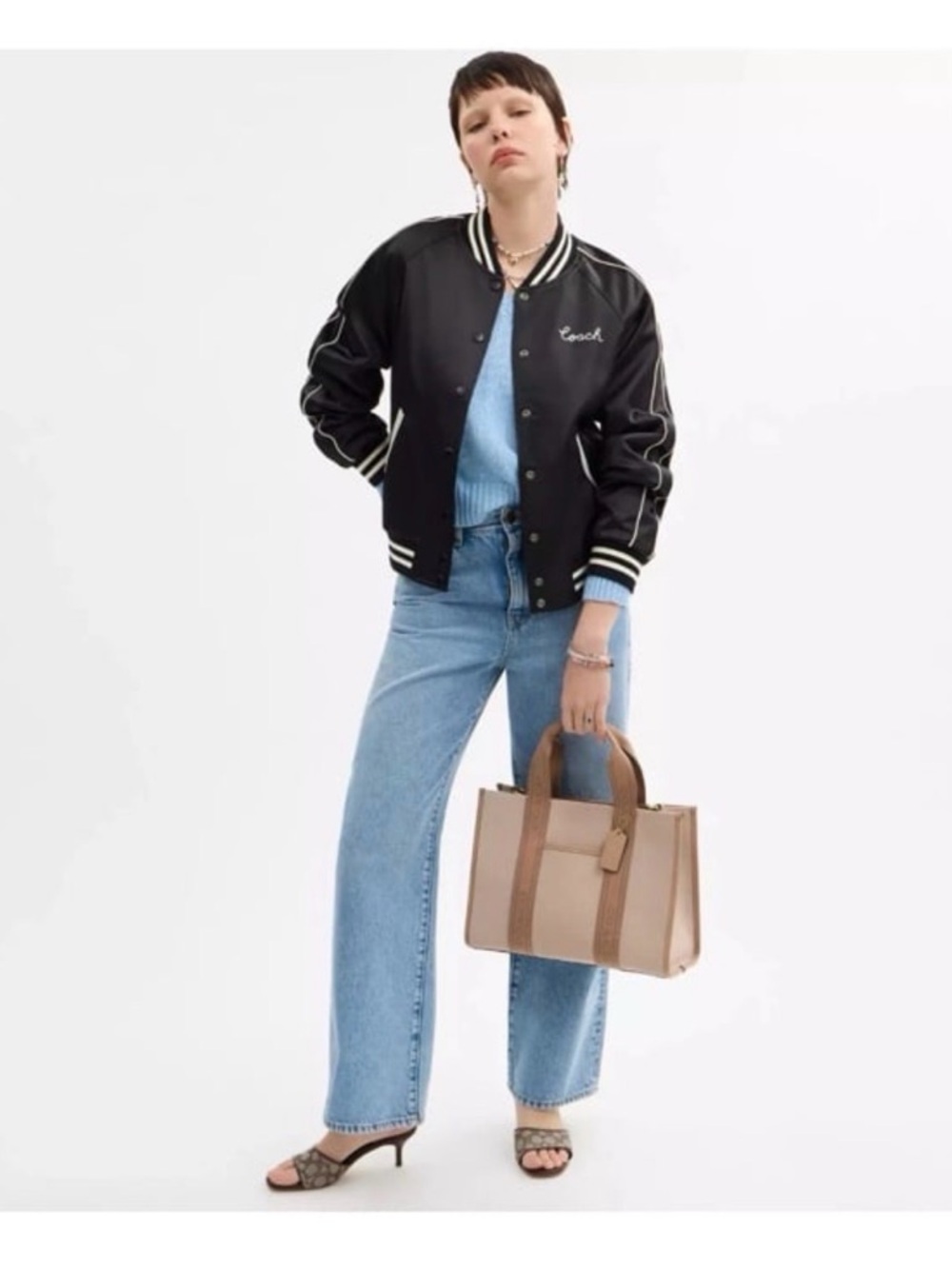 Coach Beige and Brown Structured Tote